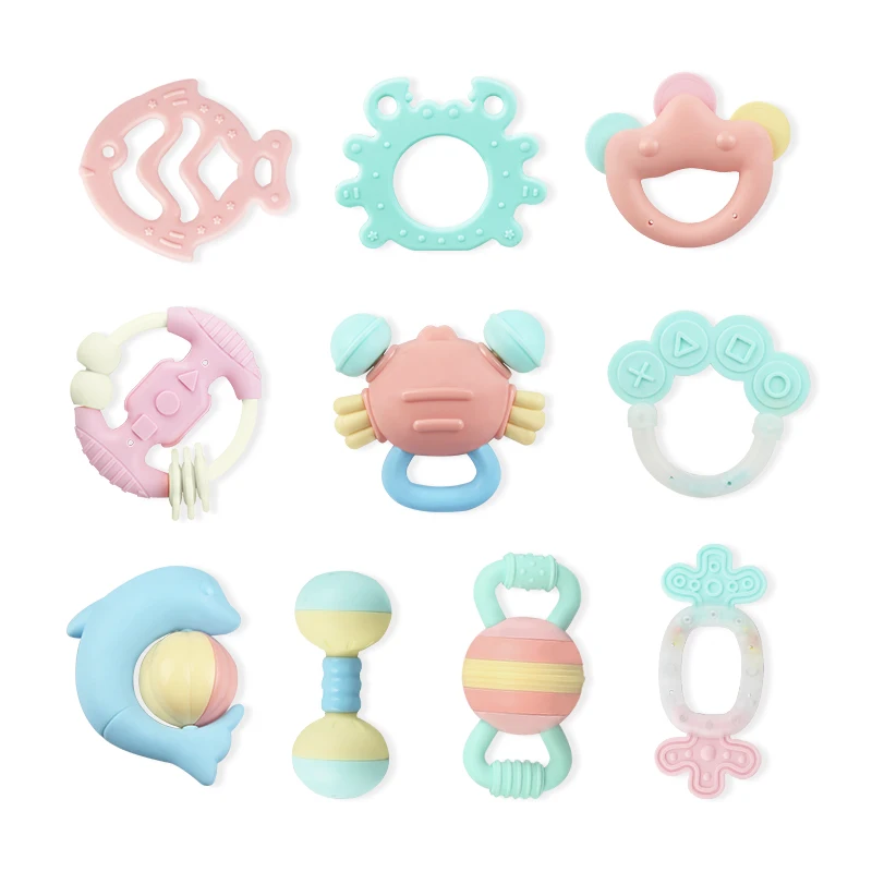 

6-8Pcs/Set Baby Rattle Set Montessori Toys Teething Kids Educational Crib Mobiles Baby Teether Rattles for Baby 0-12 months