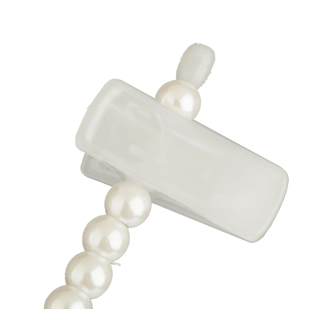 White Pearl Clothes Trouser Hangers Hook W/Clips for Children Kids Plastic Pearl Bow Clothes Hangers 4