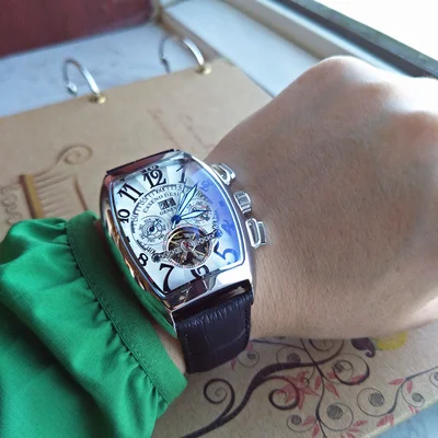 Для мужчин Tourbillon автоматические механические часы водонепроницаемый Квадратный Циферблат Бизнес Мужские наручные часы Relogio Automatico Masculino