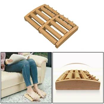 

Wooden Dual Foot Acupuncture Massager Roller Ball Relieve Plantar Fasciitis Stress Heel Arch Pain Shiatsu Acupressure Relaxation