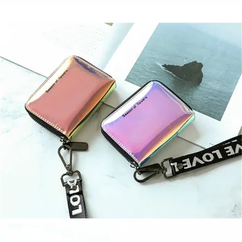

Portable Women Short Wallet Clutch Laser Wallet Fashion Standard Zipper Wallets Designer Variable Color Card Holder Purse