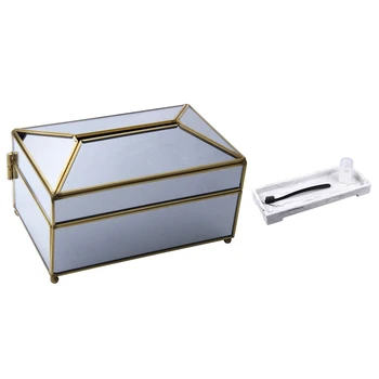 

European Style Metal Mirror Tissue Box Restaurant Kitchen Removable Tissue Napkin with Bathroom Tray
