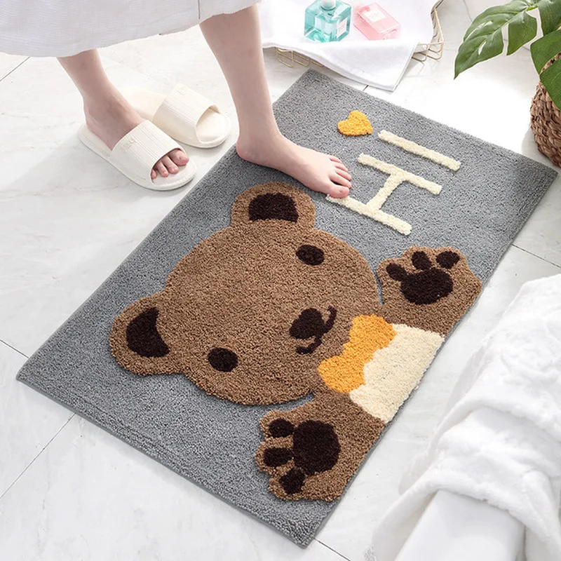 Мультяшный кухонный ковер, ворсистый коврик, передняя дверь, ванная комната, водопоглощающий коврик, нескользящий коврик, напольный коврик для улицы, внутренний коврик