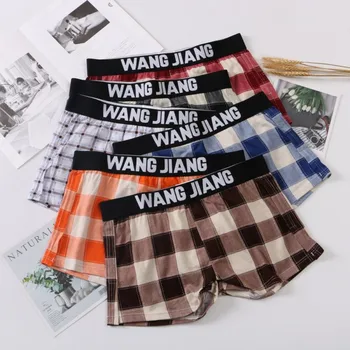 

Men Boxer Underwear Mens Plaid Cotton Cuecas Masculina Calzoncillo Man Boxers Male Boxer shorts Size M-2XL