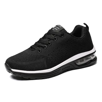 

New Air Cushion Mesh Men Women Casual Shoes Lace-up Men Shoes Lightweight Comfortable Breathable Flats Sneakers Couple Shoes QJ