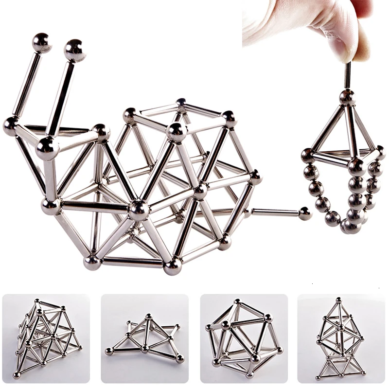 3D DIY Designer Magnetic Building Blocks Magnet Sticks & Metal Balls Brain Training Magnetic Toys For Children Adults Gifts