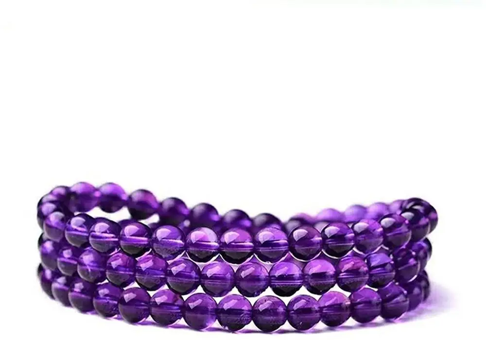 

Genuine Natural Amethyst Quartz Purple 108 Prayer Round Beads Bracelet Woman 6mm Crystal Birthday Gift Healing Stone AAAAA