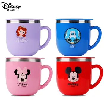 

260ML Baby Children Milk Cup Mickey Minnie Cup Creative Drink Water Cups Baby Training Drinkware Juice Cup Stainless Steel Mugs