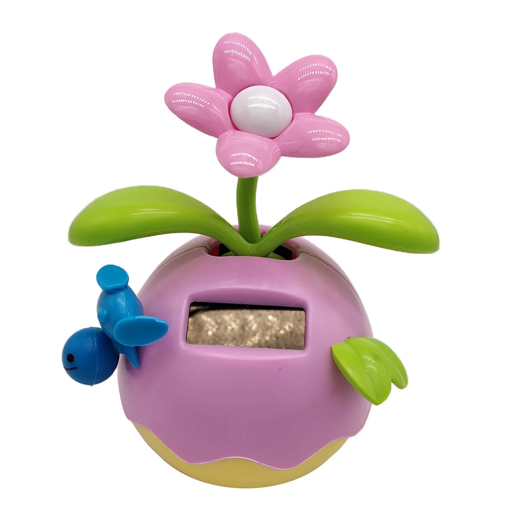 Solar Powered Cute Apple Flower Bobble Figure Doll Kids Toy Gift Home Office Car Decoration