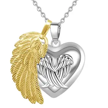 

Eudora Angel Wing Baby Caller Pendant Necklace Heart Pregnancy Ball Jewelry Chime Bola Necklace for mom & baby Jewelry Gift B354