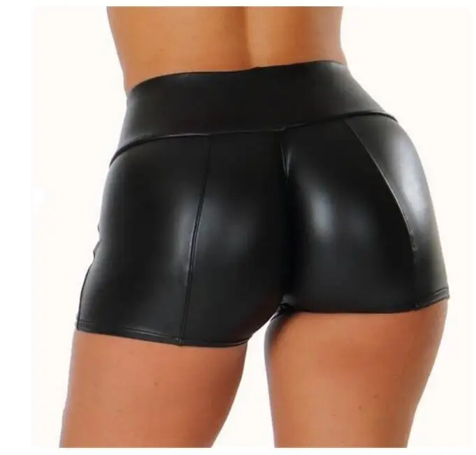 Женские летние шорты с высокой талией размера плюс 3XL, сексуальные черные шорты в Корейском стиле, спортивные шорты из искусственной кожи - Цвет: Черный
