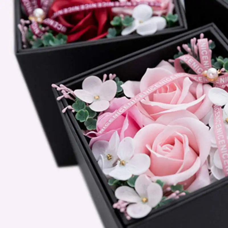 Artificial Flowers Rose Bouquet Soap Flower Gift Box Romantic Flower Storage Organizer For Party Wedding Decor