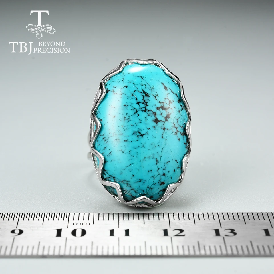 Anello vintage Ottaviani in argento sterling con turchese, gioiello di design italiano di metà secolo. - Italia