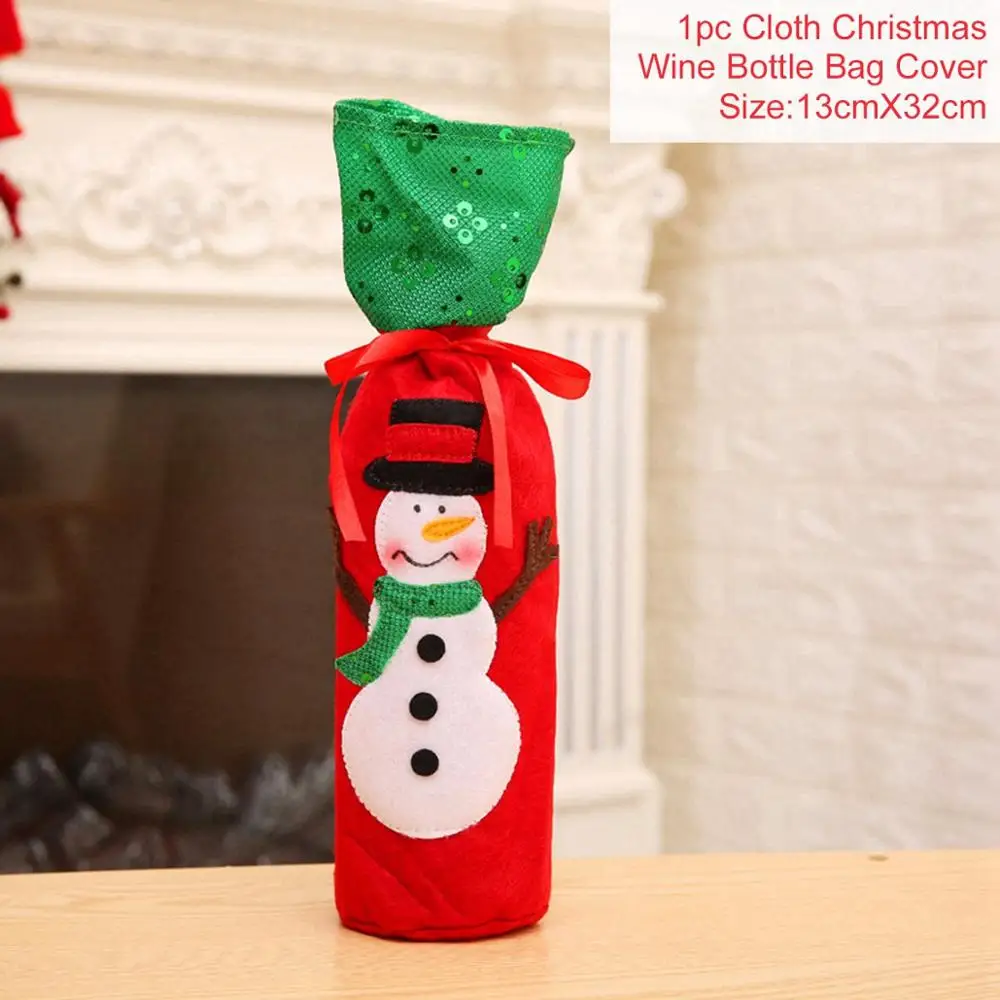Snowman FengRise рождественские украшения для дома Санта Клаус крышка бутылки вина снеговик чулок держатели для подарков Рождество Navidad декор год - Цвет: Snowman