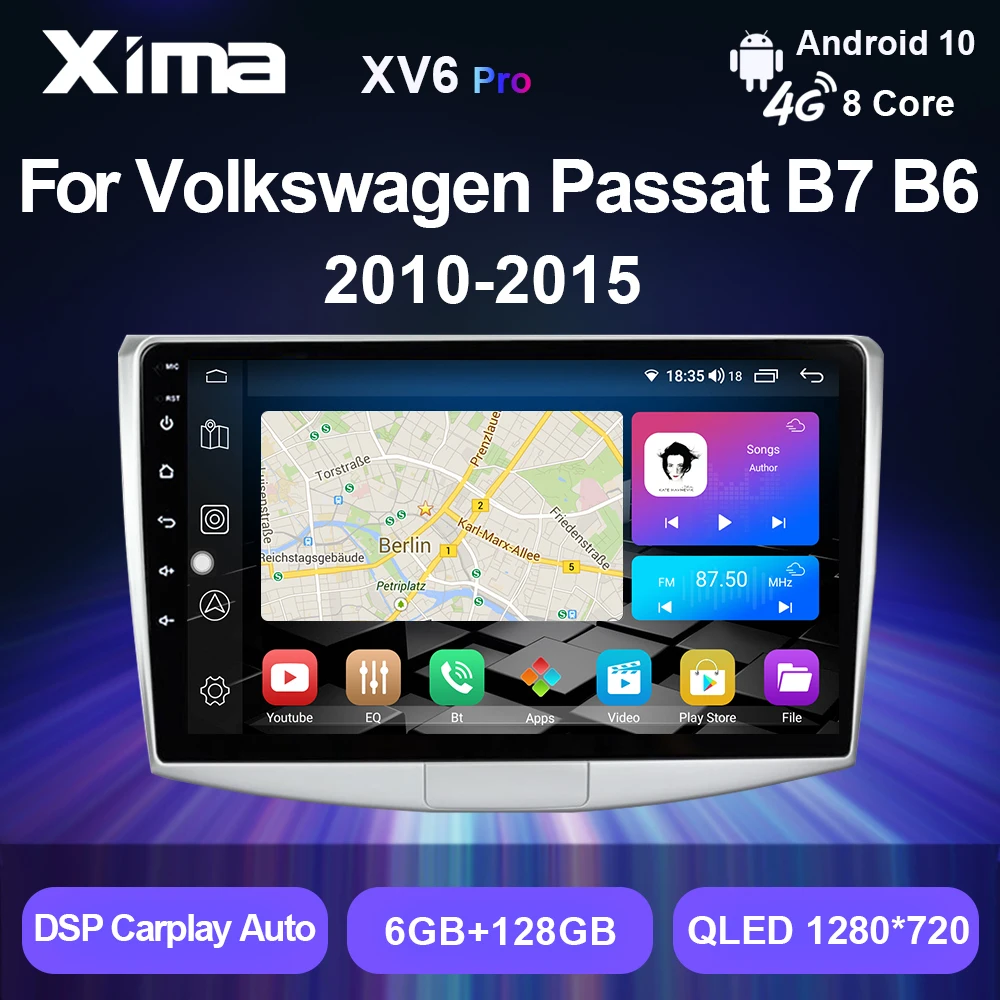 XIMA XV6 Pro Android 10 2 din DVD Carplayer Car Radio Multimedia Video Player Navi GPS For VW Passat B6 B7 CC 2010 - 2016 8 Core |