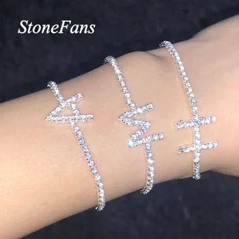 

Stonefans INS Fashion Letter Bracelet Silver Color Chain Jewelry for women Charm Simple Bracelet Adjustable Alphabet Jewellery