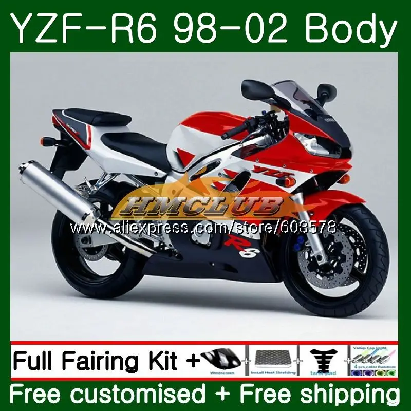 Корпус для YAMAHA YZF600 YZF-R6 1998 1999 2000 2001 2002 53CL. 5 YZF R6 600 R 6 YZF-600 YZFR6 98 99 00 01 02 завод красный обтекатель - Цвет: No. 1