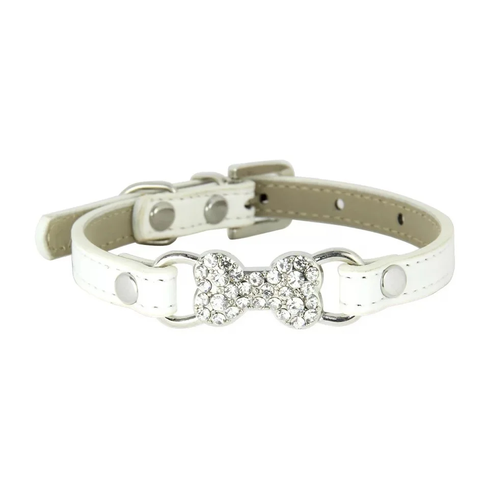 Pet Dog Collar With Diamond Bone Adjustable Dogs Cats Collar Control Handle Training Pet Cat Dog Collar Pet Supplies Products