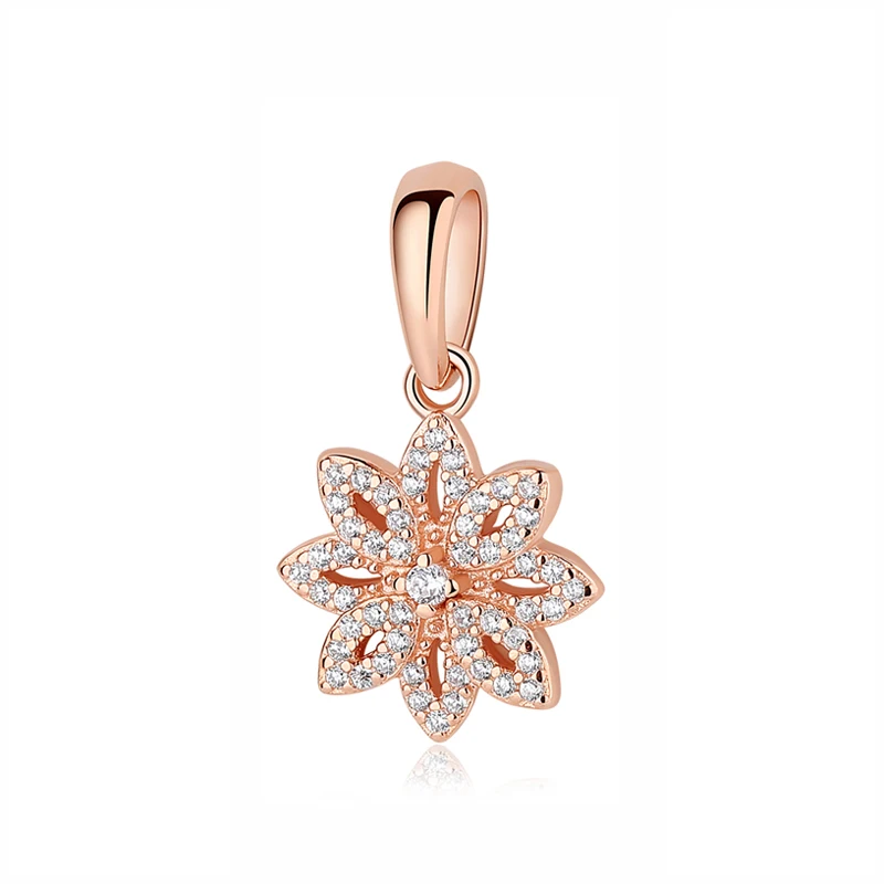 Lace Botanique Подлинный серебряный шарм 925 пробы, розовая бусина, Золотая подвеска на клипсах, талисманы CZ, подходят для браслетов Pandora, Женские Ювелирные изделия DIY - Цвет: Lace Botanique