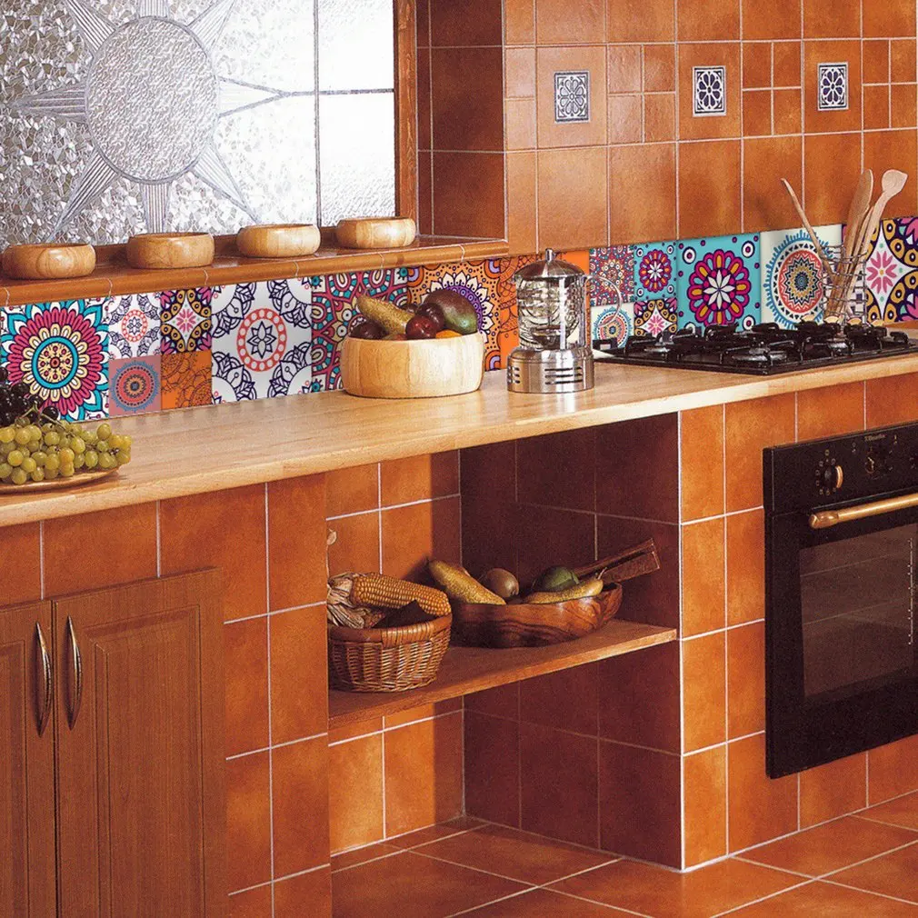 OUTAD 500*20cm Ceramic TilePrinting Film PVC Floor  Paper Covering DIY Self-Adhensive Waterproof Wall Stickers