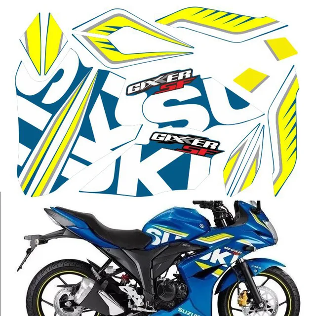 Baru 3d Suzuki Gixxer Sf 150 155 Stiker Grafis Tubuh Kit Custom Racing Decal Aksesoris Merah Biru 2015 Decals Stiker Aliexpress