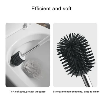 

Silicone Toilet Brush with Base Rubber Head Holder Floor-standing Wall-mounted Cleaning Brush Bathroom Accessories new