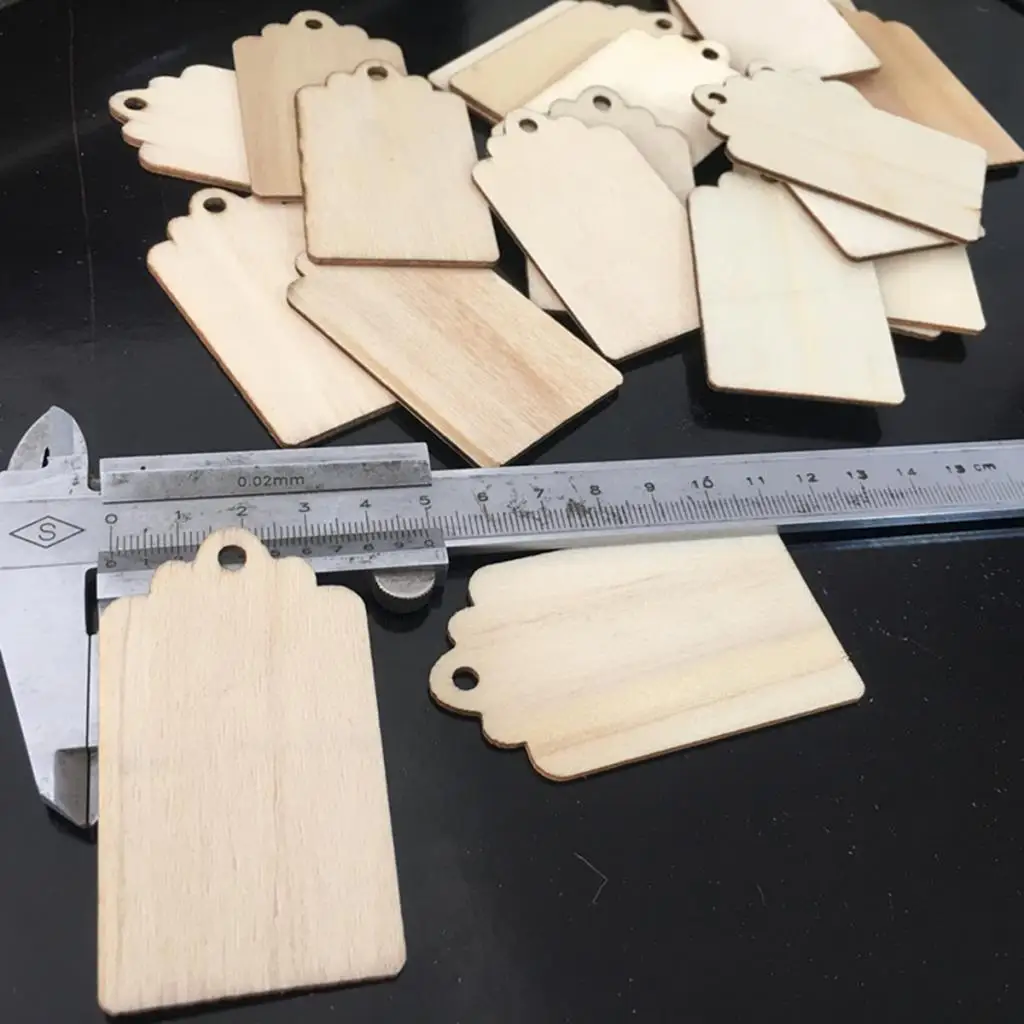 Blank Plaque 20 Pcs Building Model Pendant DIY Craft Pyrography Unfinished Wood Piece Xmas Wish Tree Gift Tags Hanging Labels