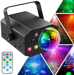 Lumière stroboscopique avec 32 motifs pour fête, DJ Disco, éclairage de scène, projecteur, son activé, avec télécommande pour Bar à domicile 