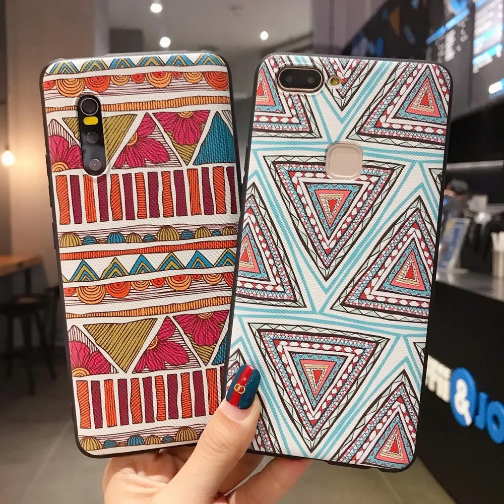

National style geometric pattern mobile phone case For Xiaomi Redmi Note SA 4X 6 7 8 K20 Pro Mi8 6x 5x 9 cc9 Mobile phone shell