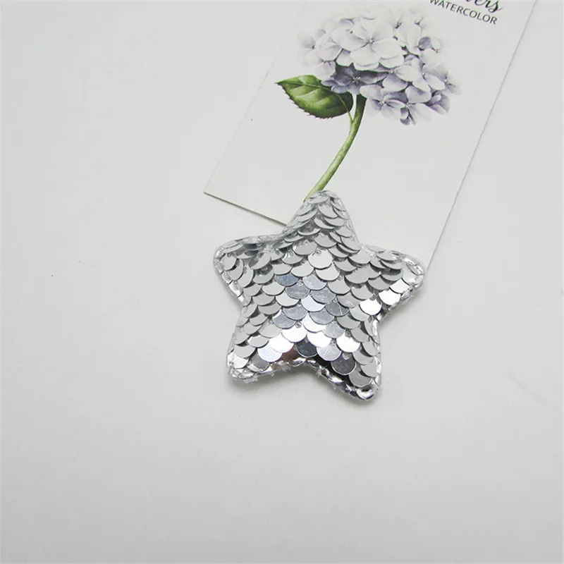 10-50 шт цветные блестки звезды/Любовь сердца мягкие нашивки DIY ремесло поставки головной убор/одежда/обувь аксессуары с блестками и аппликацией - Цвет: Silver star