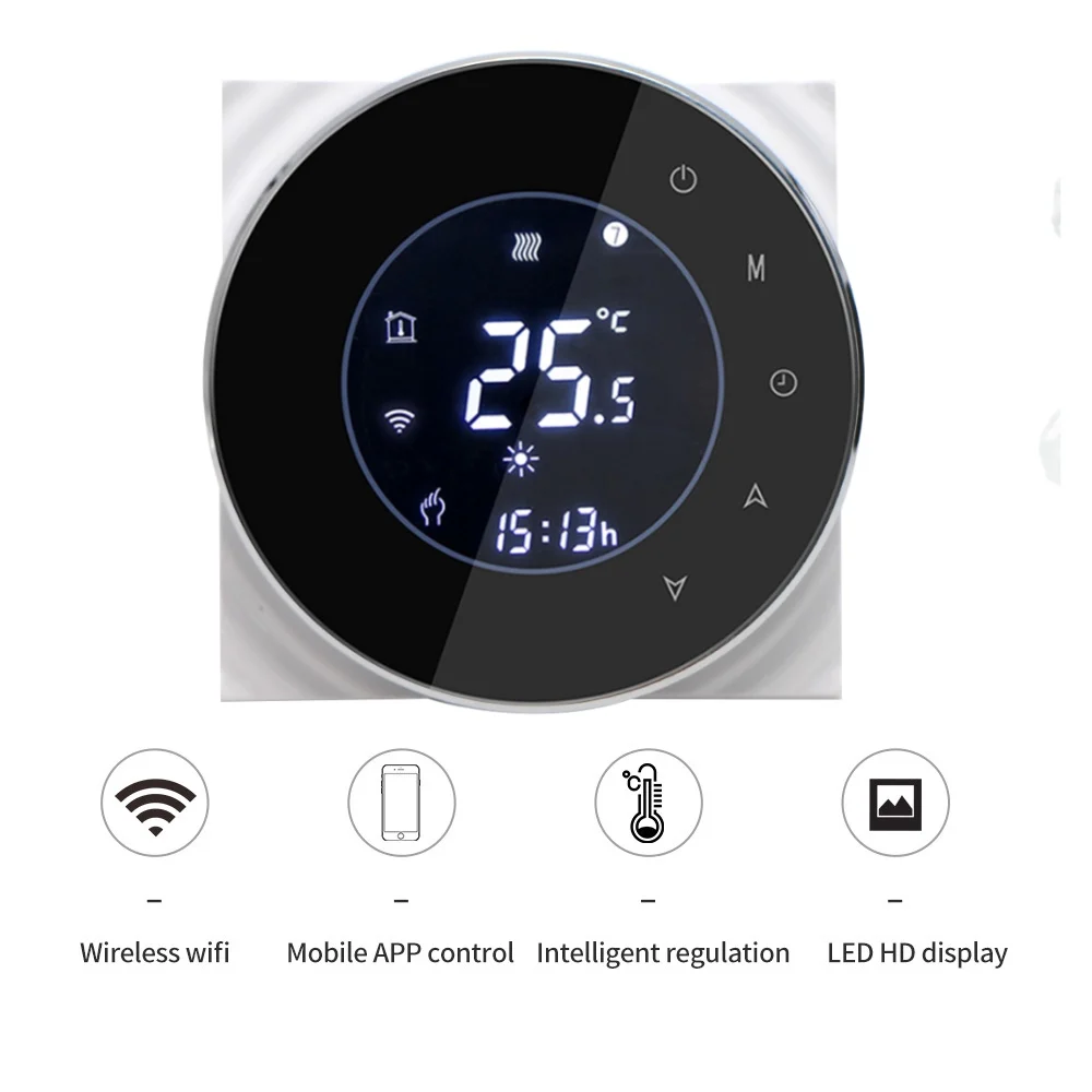 

Round WiFi Thermostat Controller with Touch Screen for Underfloor Heating System with APP Remote Control MKBHT-6000