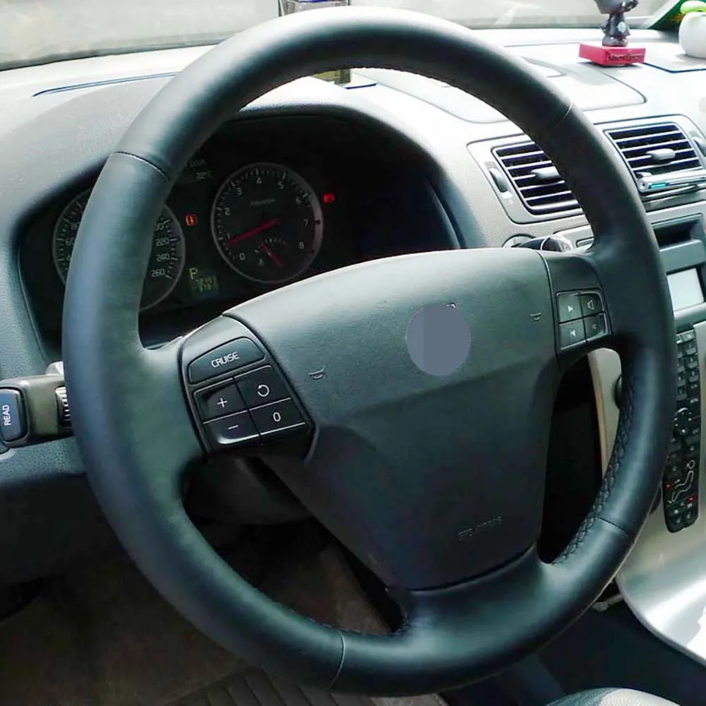 Сшитые вручную черные кожаные чехлы рулевого колеса автомобиля чехол для VOLVO S40 2004-2012