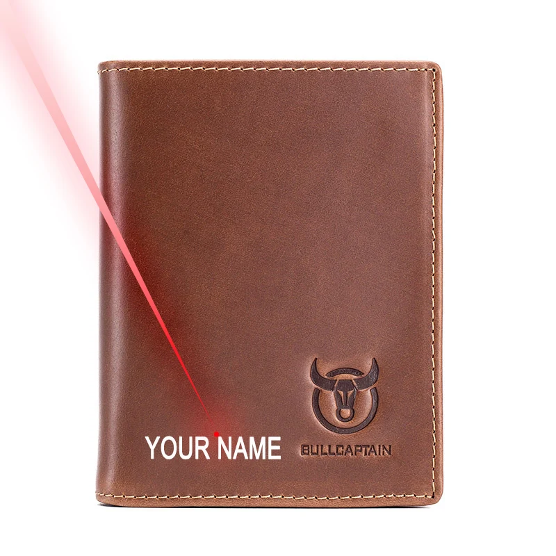 Гравировка вашего имени RFID мужской кожаный бумажник короткий вертикальный локомотив Британский Досуг многофункциональная карта посылка кошелек