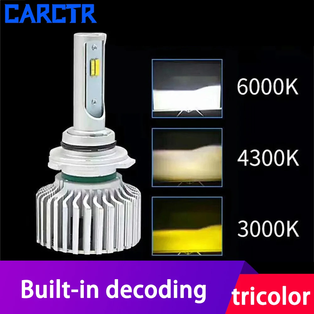 CARCTR светодиодный головной светильник лампы для автомобилей H1 H3 H7 H9 H11 9005 9006 9012, H4 H13 35W 12V Встроенный декодирующий Смарт триколор Противотуманные фары Дневные Фары Светильник