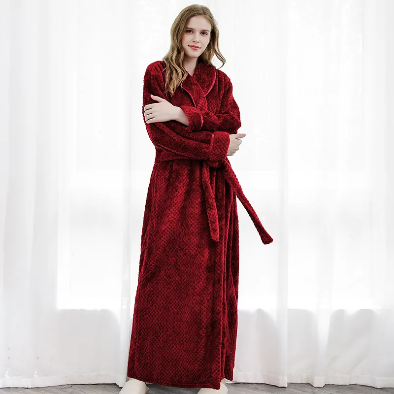 woman red A style Индивидуальные Nama Дата для женщин мужчин теплый Добби коралловый флис халат зима толстые фланелевые термо кимоно халат невесты пеньюар - Color: woman red A style