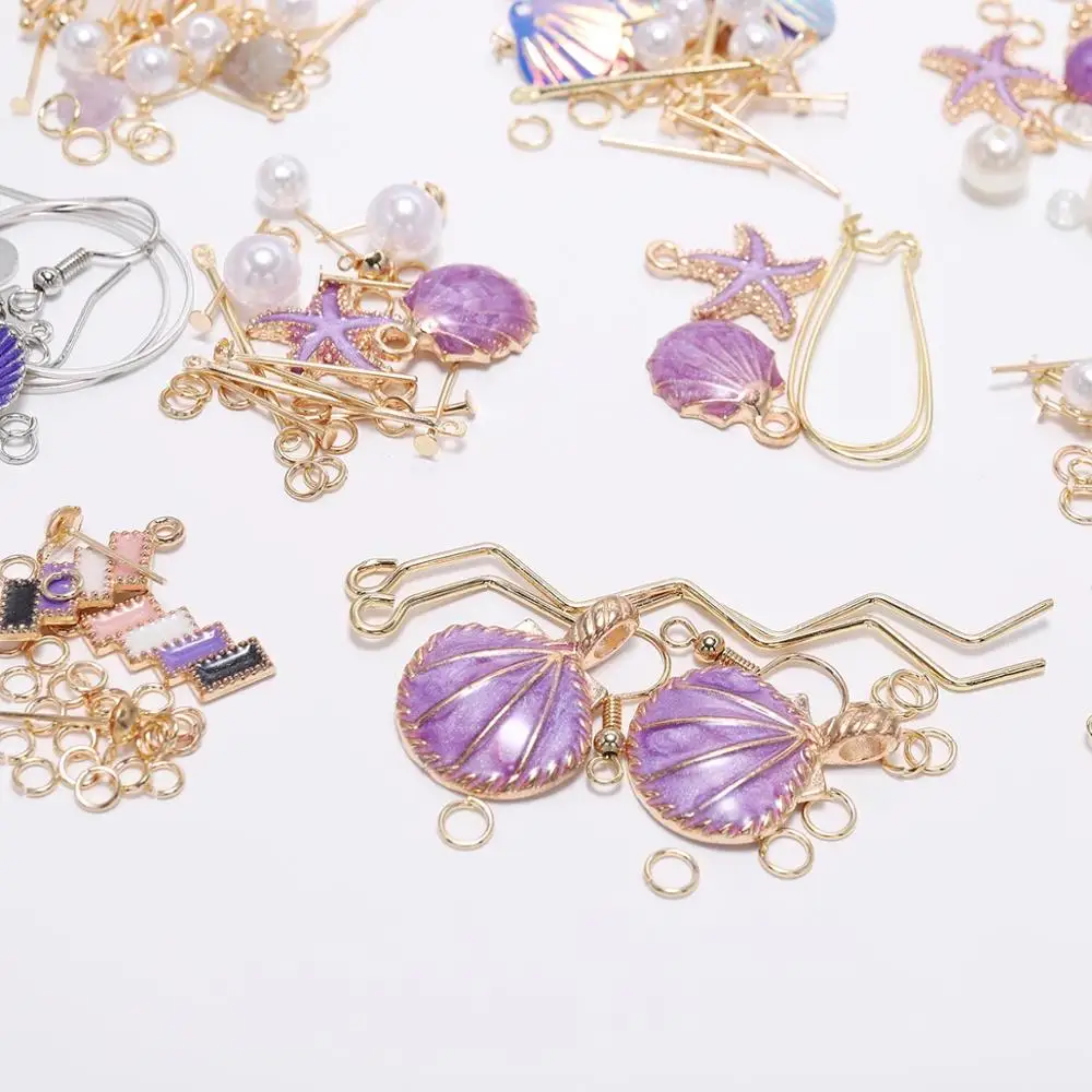 

Fashion elegant Purple New Sea Shell Starfish Beach Design Earring DIY Jewelry Package For Women Gift Earrings Jewelry Making