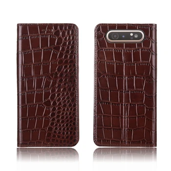 

Crocodile pattern genuine leather card slot holder case for Samsung Galaxy A90/Samsung Galaxy A80 holster cover case coque capa