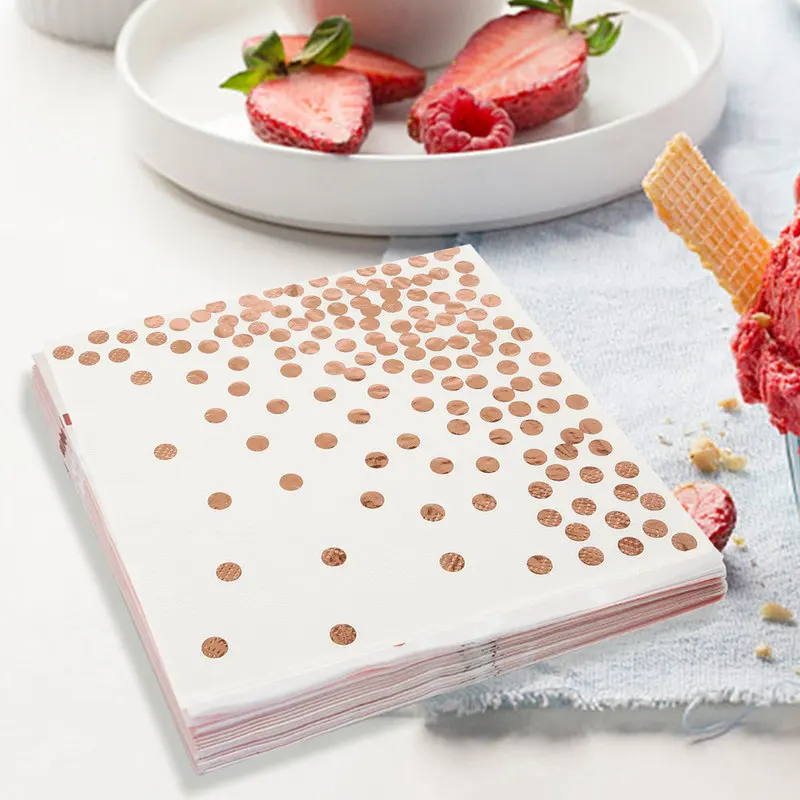  146pcs Rose Gold Party Disposable Tableware Set Festival Paper Cups Plates Straws Table Decoration 