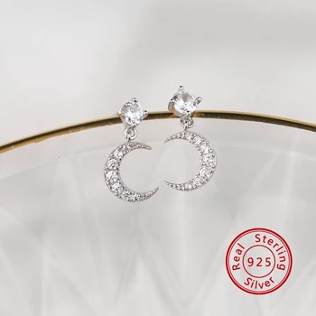 

Y-EH202009019 S925 sterling silver Korean zirconia moon lady gift earrings 2020