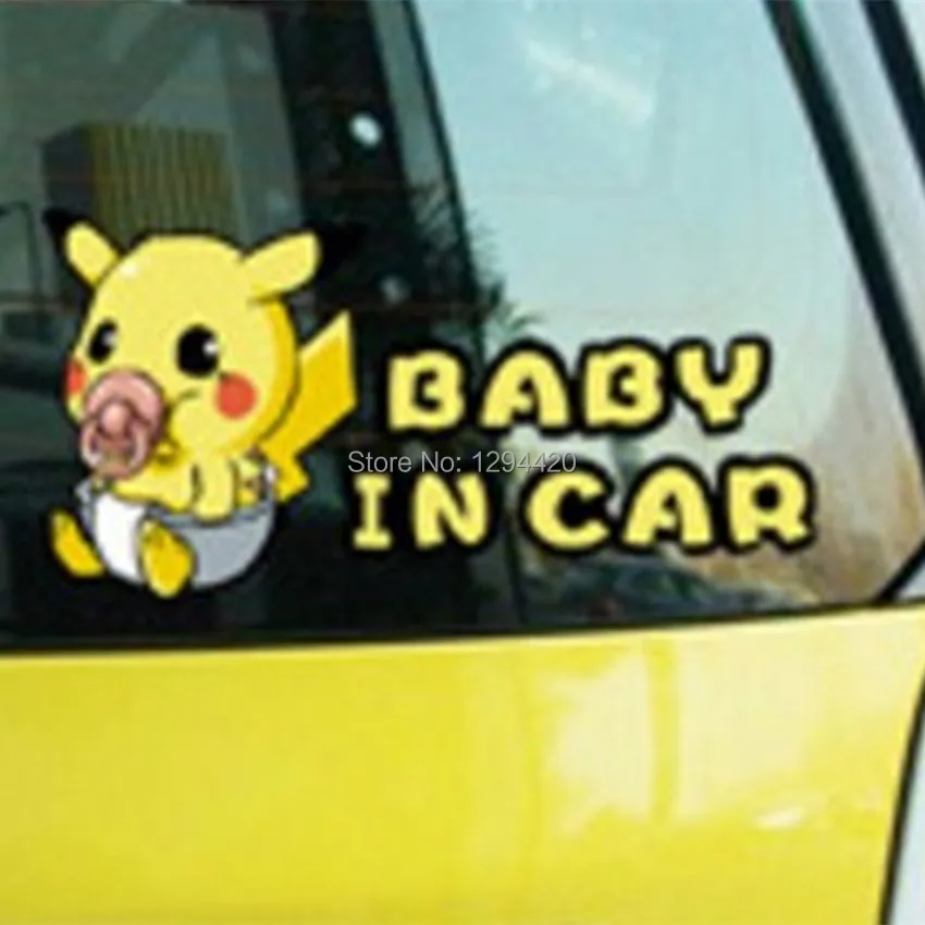 Baby In The Car Warning Stickers Pokemon Funny Pikachu Collide Glass 3d Vinyl Decals On Wall Door Window Decoration Accessories Aliexpress Home Garden