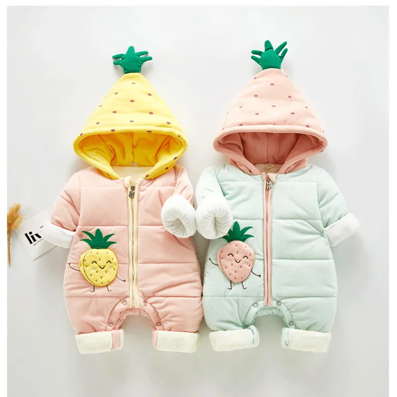 

2019 Russia Winter Overalls For Newborns Baby Rompers Infant Jumpsuit Overalls Warm Kids Outerwear For 0-12M Infant Clothing