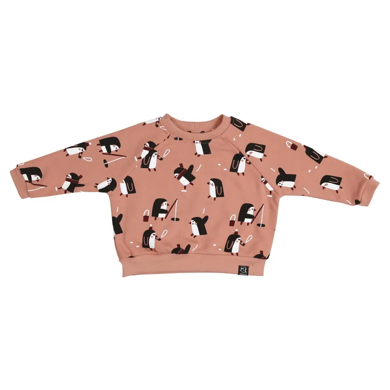 KUKUKID/ г. Детский зимний свитер для мальчиков и девочек; милые топы с принтом животных, тюленей, пингвинов; теплые флисовые Детские брендовые Топы; милые детские топы - Цвет: Pink (no fleeced)