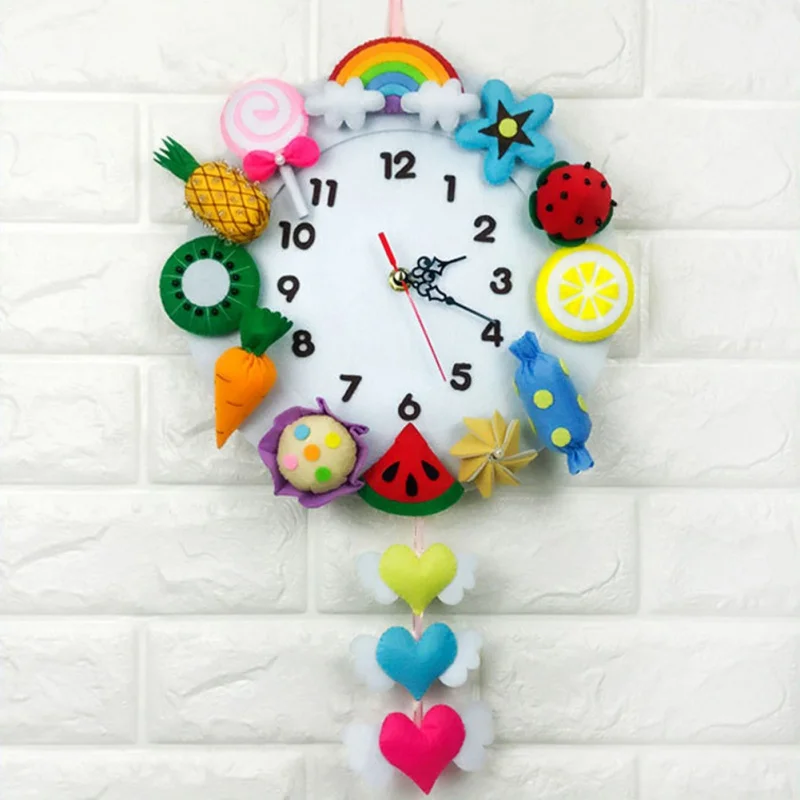 Free Cutting Non-woven Handmade DIY Wall Clock Cute Marine Clock For Kindergarten For Home Decorations