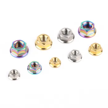 

5pcs Titanium alloy flange nut TC4 / GR5 nut for bicycle and motorcycle titanium alloy nut for locomotive