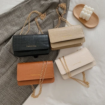 

Fashion Alligator PU Leather Women Shoulder Bag Chain Small Square Flap Purse Retro Female Travel Crossbody Bags