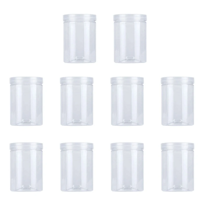 10 Pcs 500Ml Food Jar Sealed Transparent Plastic Kitchen Can Snacks Containers with Lid for Candy Cookies Scented Tea | Дом и сад