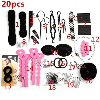 

20Pcs / Set Of Hair Styling Tools Curly Hair Bridal Hair Styling Supplies Tools Hair Accessories Set Sponge Styling Accessories