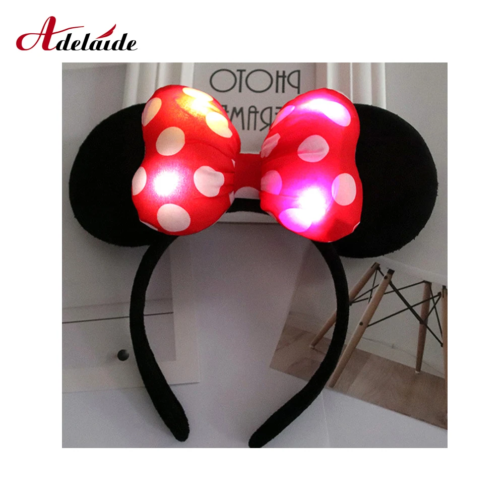 

1PC LED headband Minnie Mouse Ears luminous headband accessories flash children LED lights hair accessories colorful lights toys
