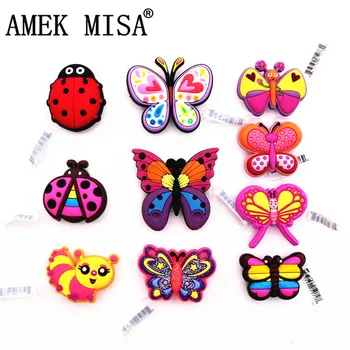 

High Imitation Butterfly&Ladybug Shoe Accessories Novelty 1pcs Garden Shoe Original Charms Decorations fit Croc JIBZ Kids Gifts