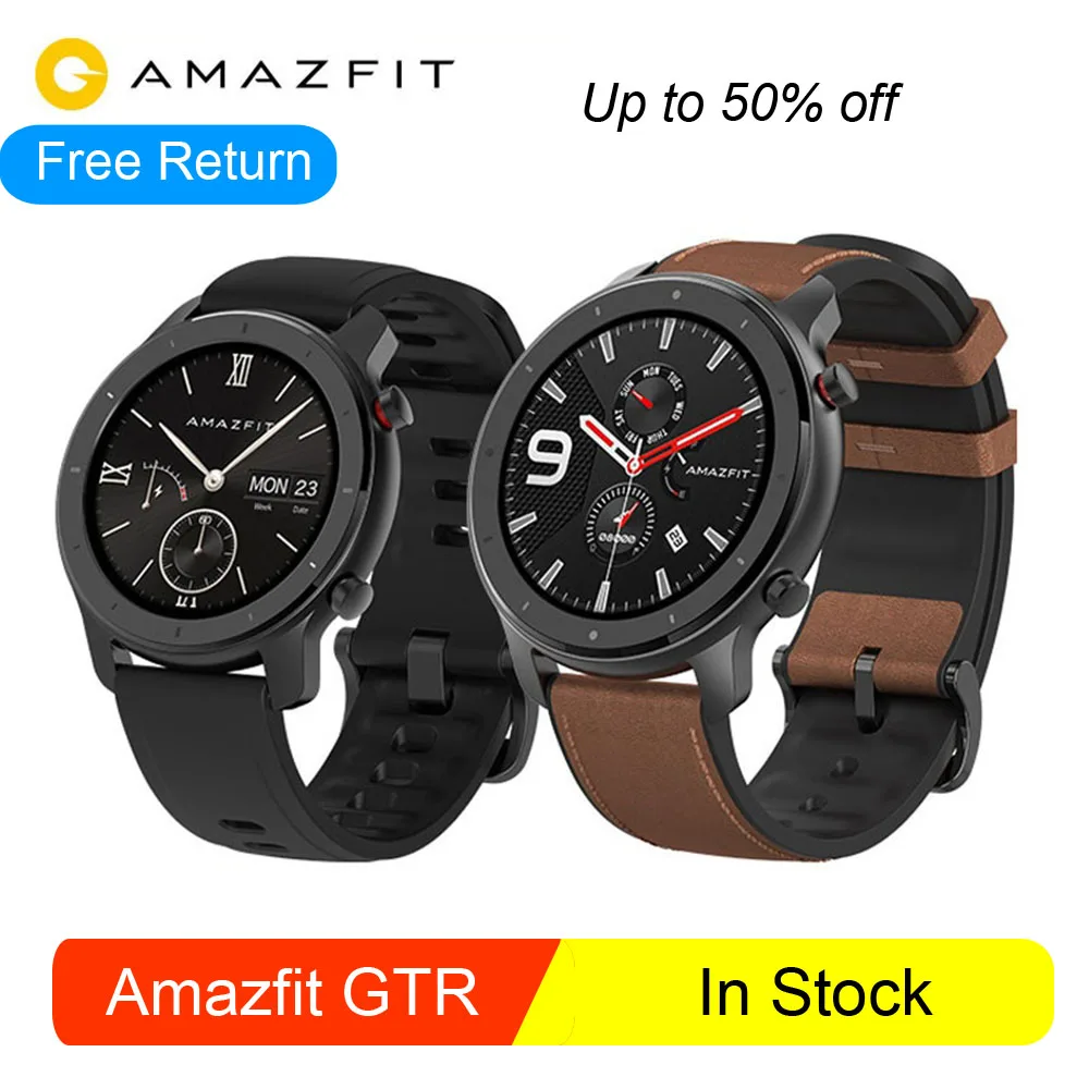 Amazfit GTR 47 мм Смарт-часы Huami 5ATM водонепроницаемые спортивные умные часы 24 дня батарея управление музыкой с gps пульсометр